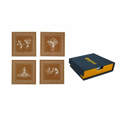 Acrylic Warli Coaster set of 4