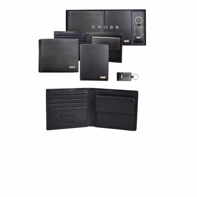 ACC319B - CROSS Insignia Coin Wallet + Folded Card Case + Key Chain Set