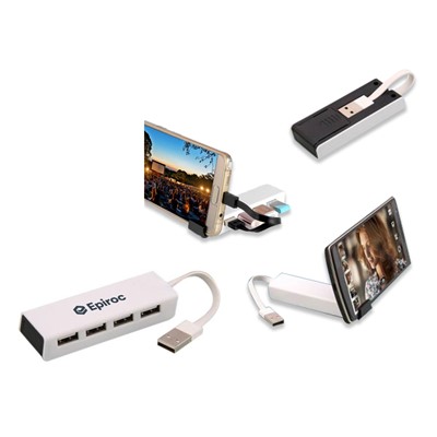 Compact 4 USB hub with Mobile Stand